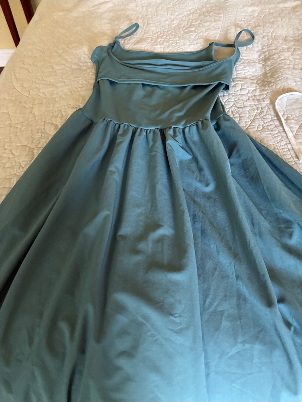 HALARA Teal Blue Spaghetti Strap Fit-and-Flare Dress